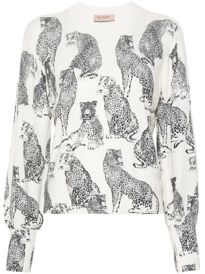 Jaguar Print Knitted Jumper
