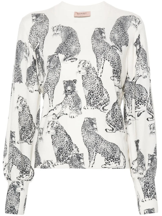 Jaguar Print Knitted Jumper