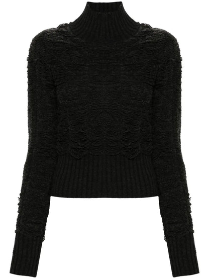 High-Neck Distressed Jumper