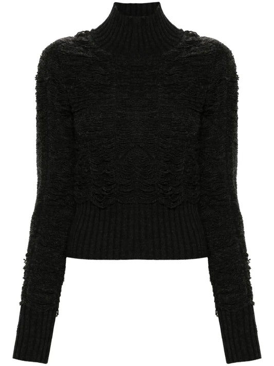 High-Neck Distressed Jumper