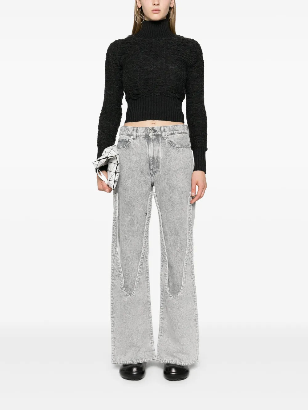 High-Neck Distressed Jumper