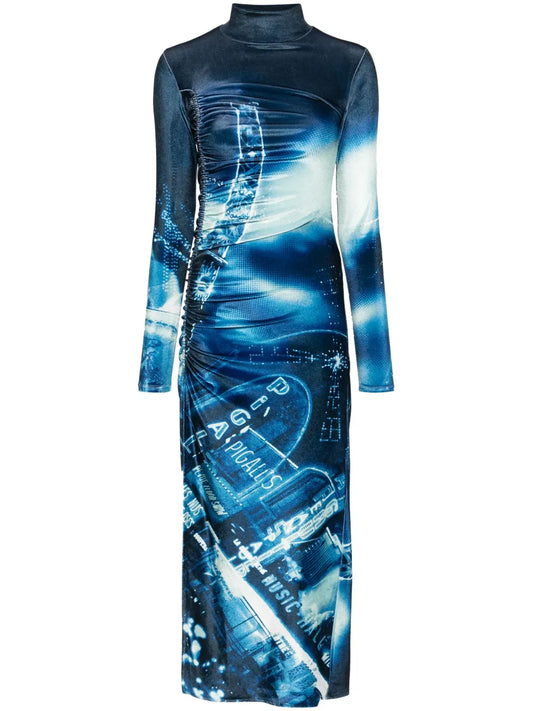 Pigalle-Print Velvet Dress
