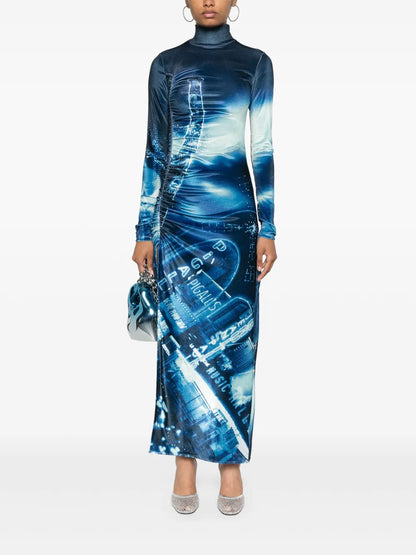 Pigalle-Print Velvet Dress