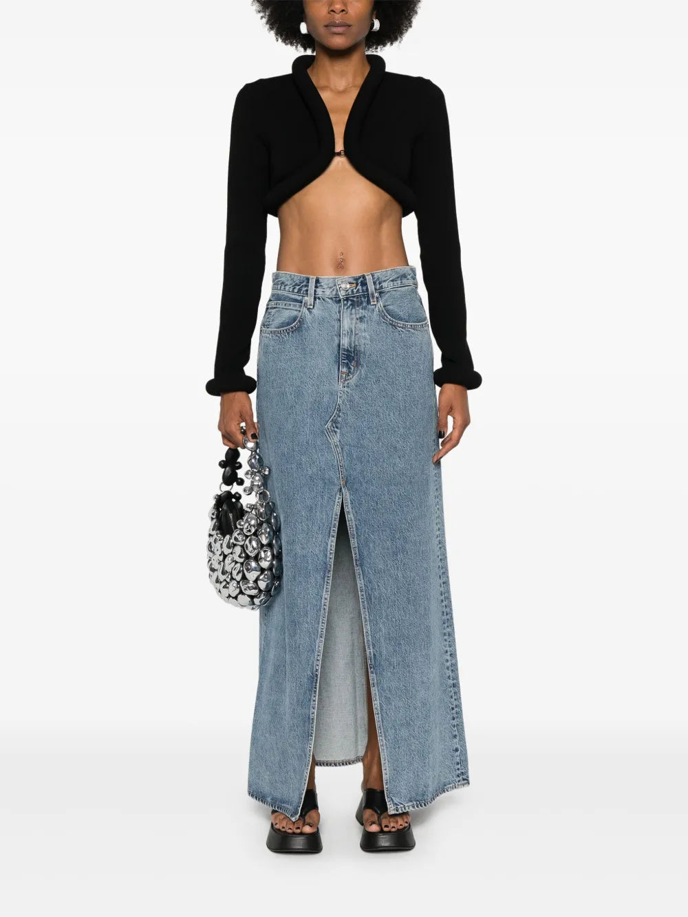 Padded-Trim Cropped Cardigan