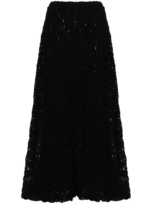 Lace-Embroidered Midi Skirt