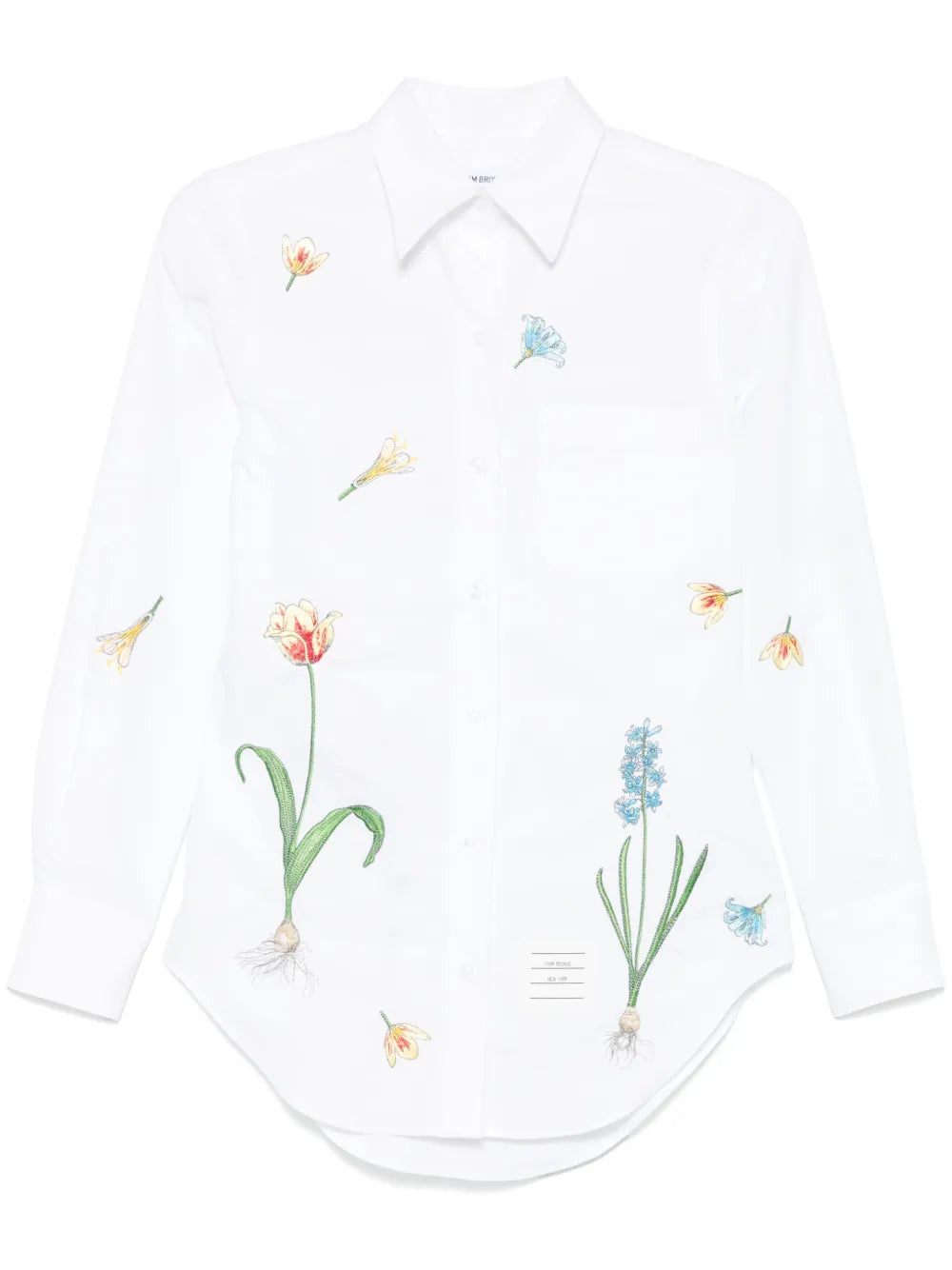 Floral-Embroidery Cotton Shirt