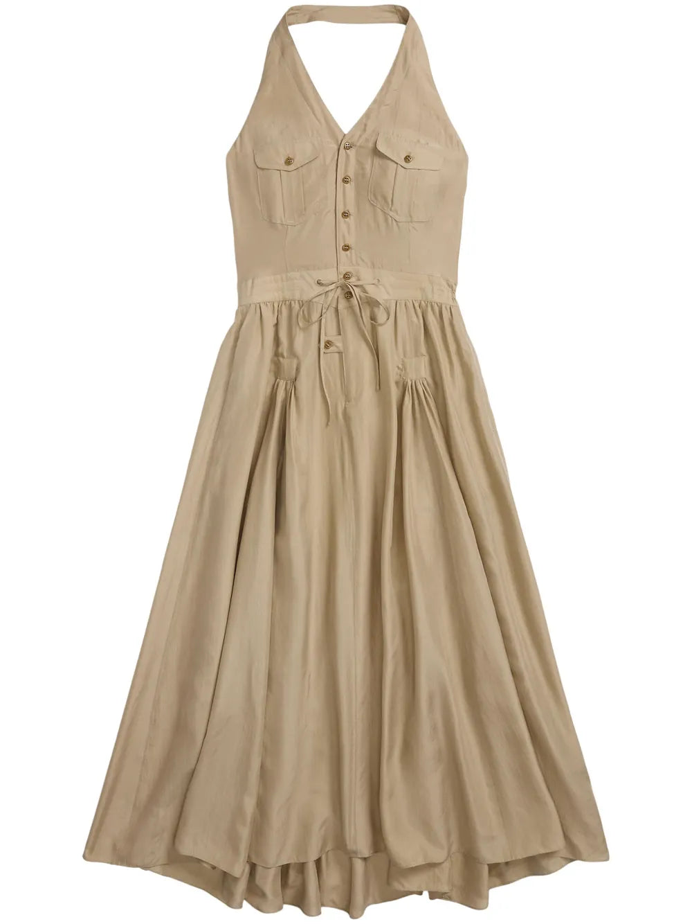 Halterneck Buttoned Dress