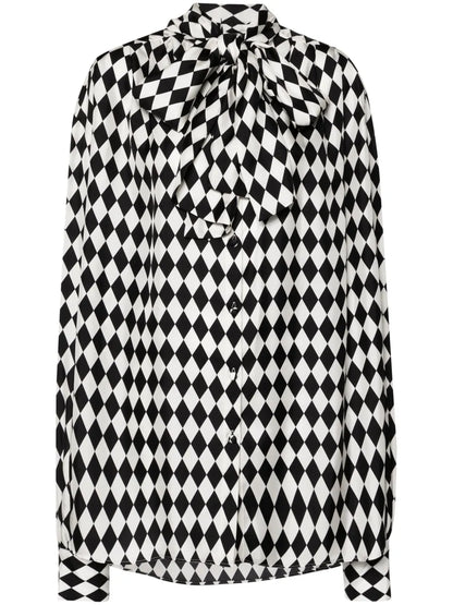 Geometric-Pattern Silk Shirt