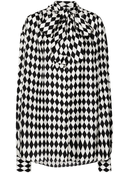 Geometric-Pattern Silk Shirt