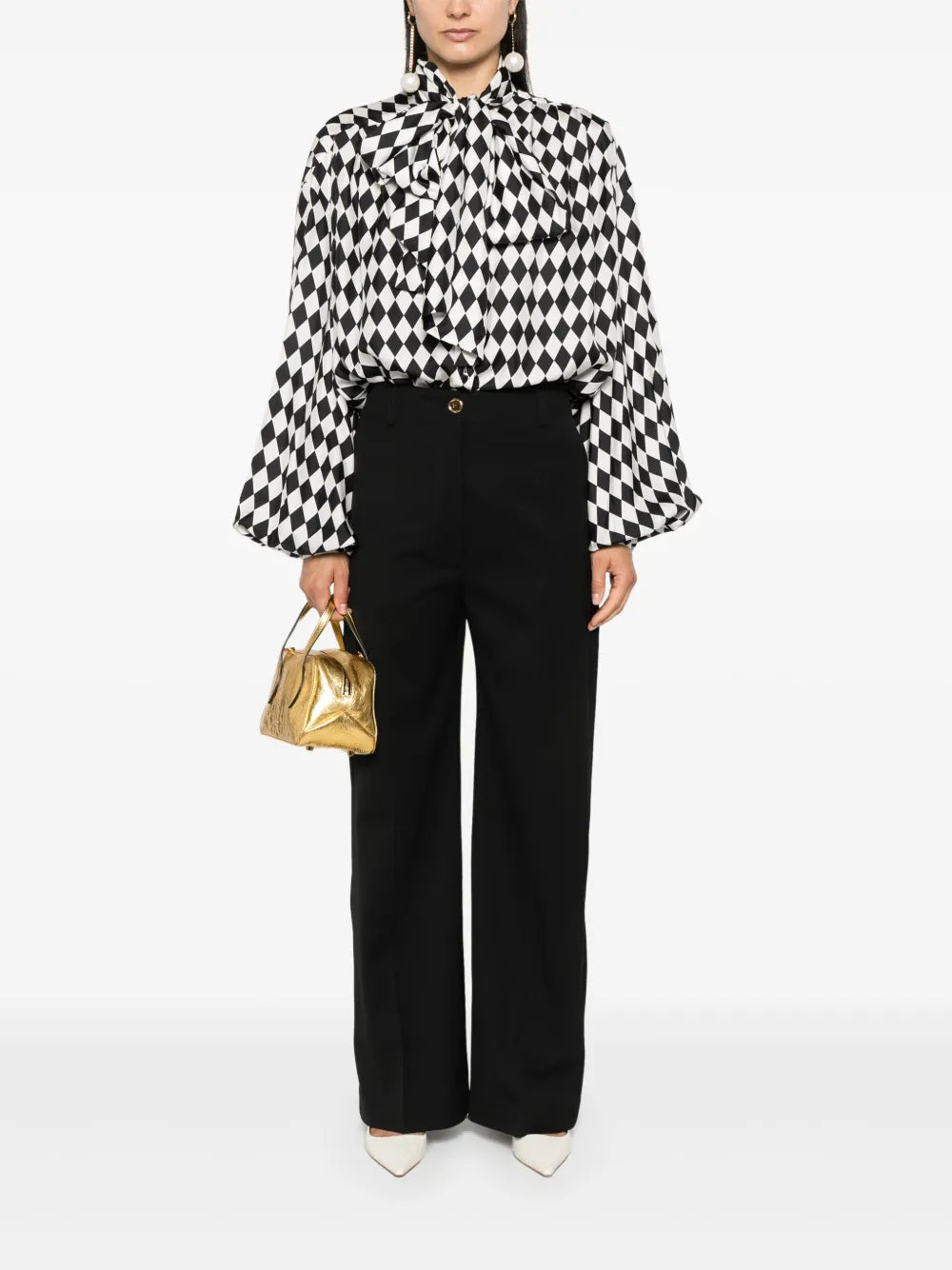 Geometric-Pattern Silk Shirt