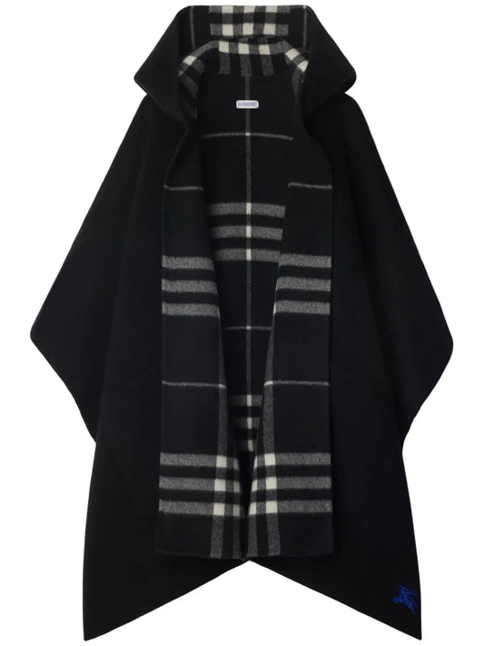 Reversible Check Cashmere Cape