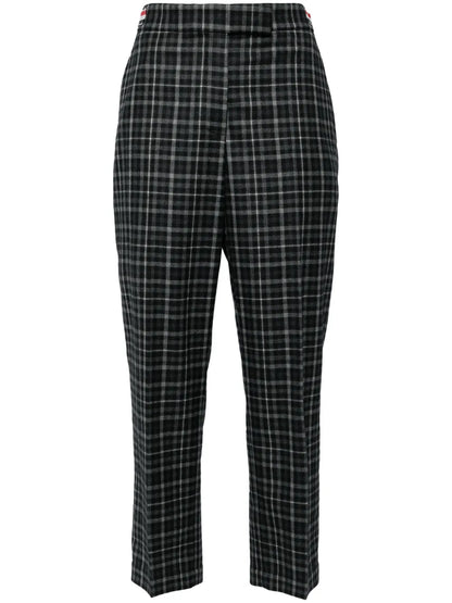 Plaid-Check Tailored Trousers