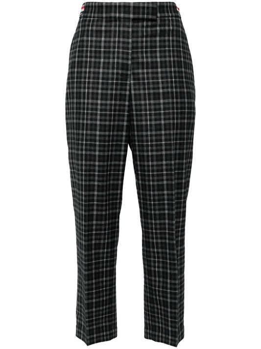 Plaid-Check Tailored Trousers