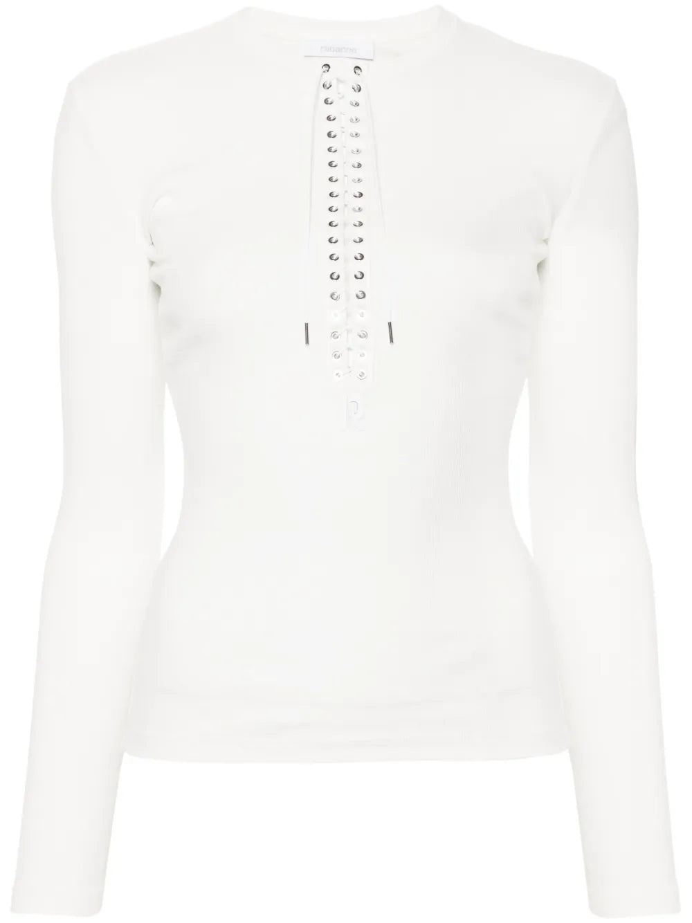 Fine-Ribbed Lace-Up Top