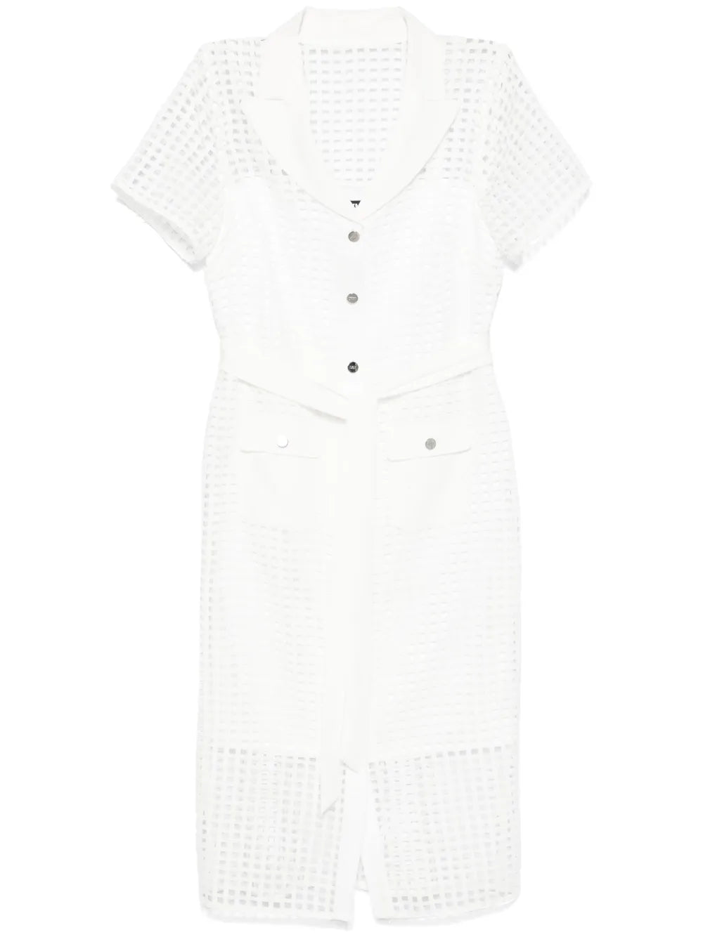 Grid-Pattern Midi Dress