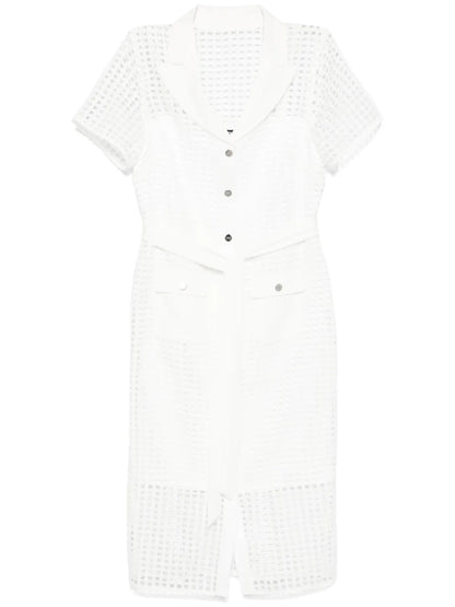 Grid-Pattern Midi Dress