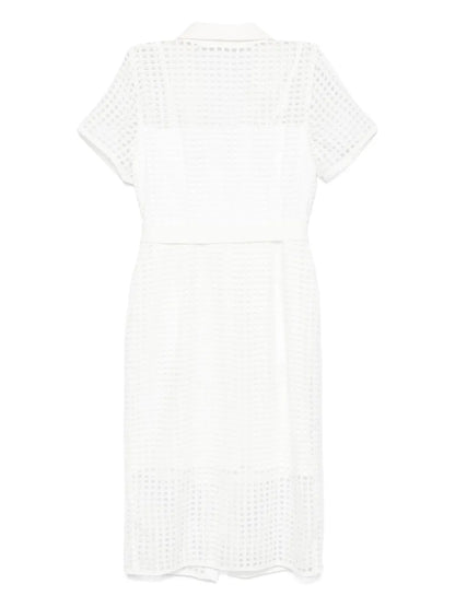 Grid-Pattern Midi Dress