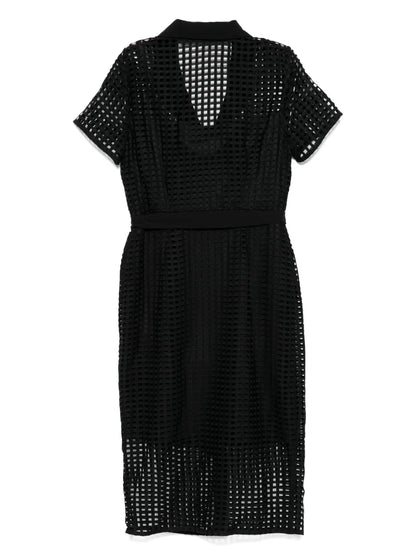 Grid-Pattern Midi Dress