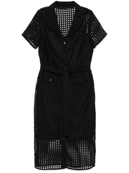Grid-Pattern Midi Dress