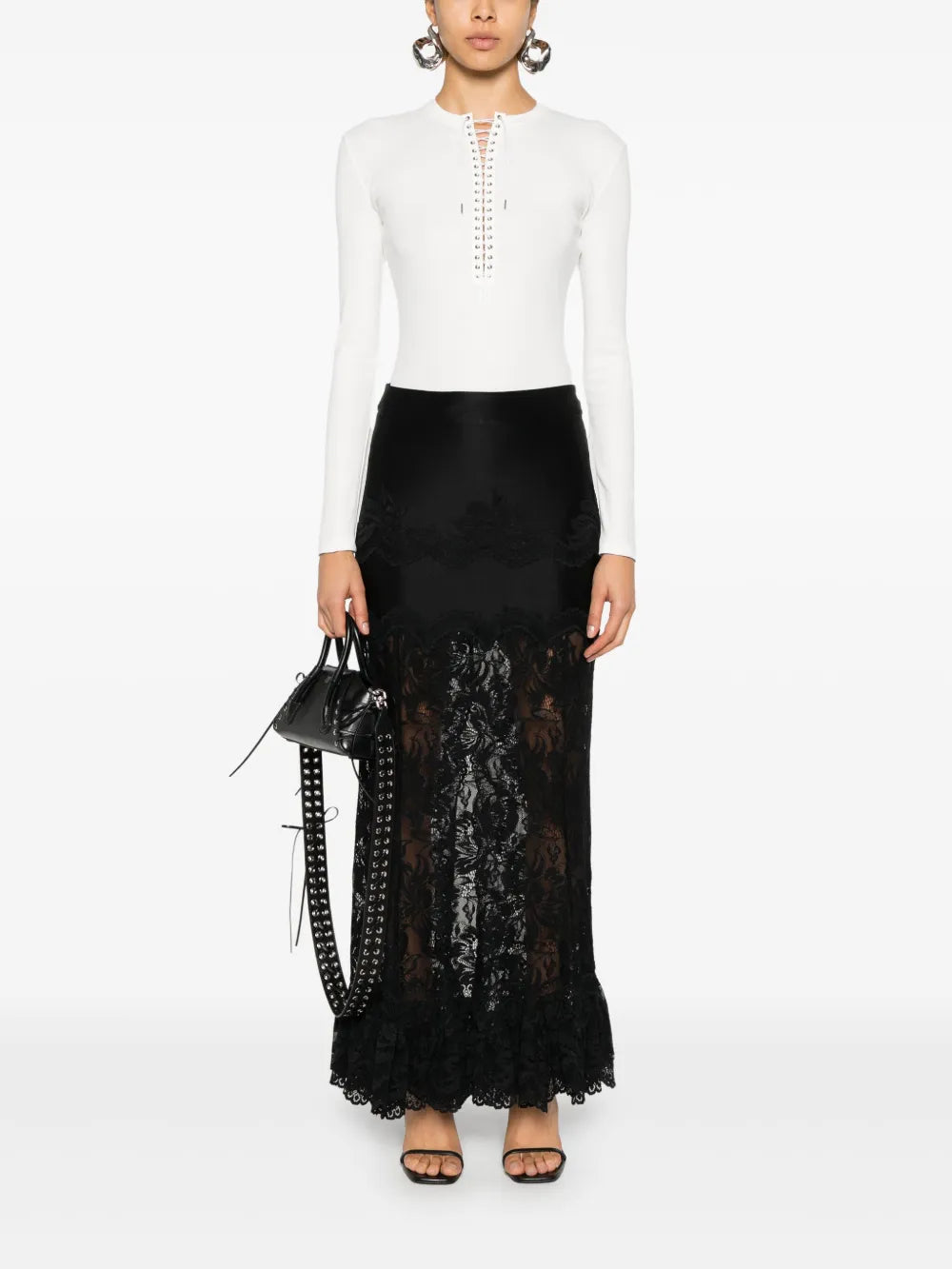 Lace Ruffled Maxi Skirt