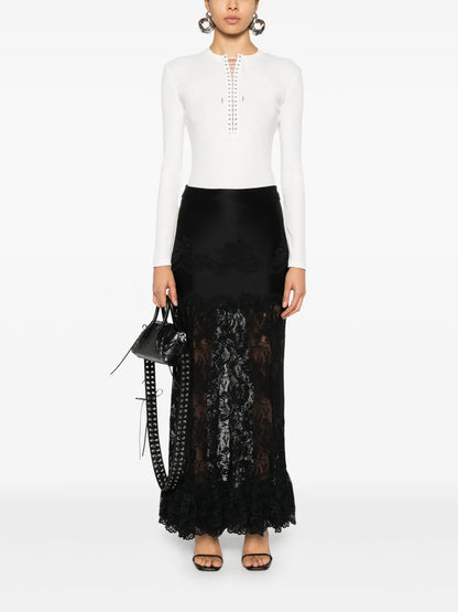 Lace Ruffled Maxi Skirt