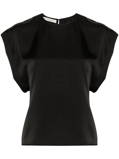Round-Neck Satin Blouse