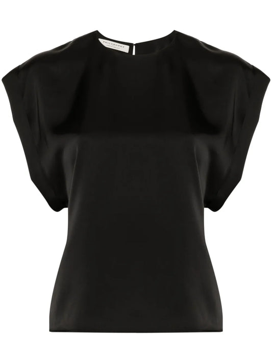 Round-Neck Satin Blouse