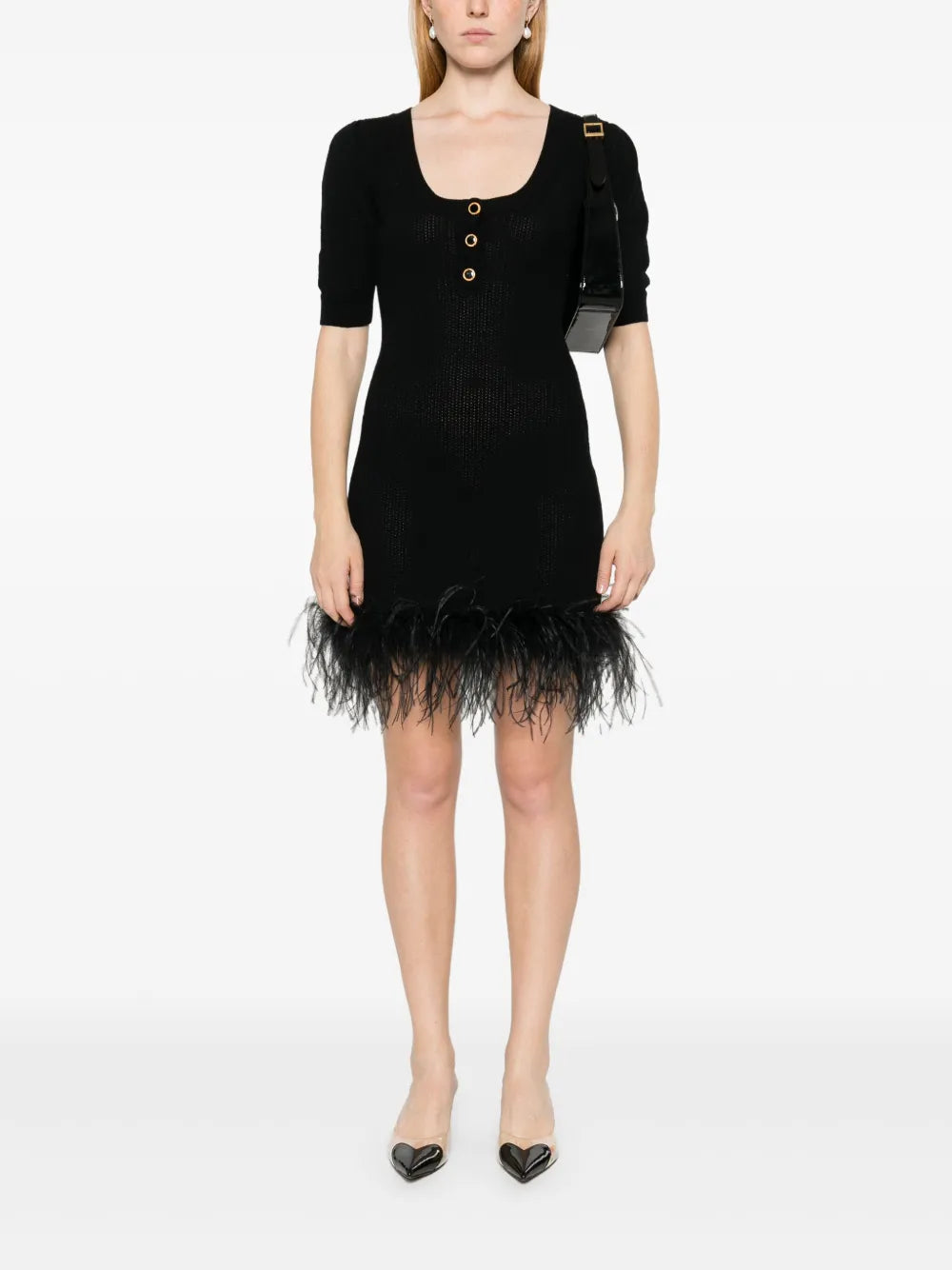 Feather-Trim Detail Dress