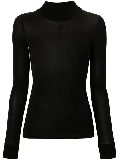 Logo-Patch Roll-Neck Top
