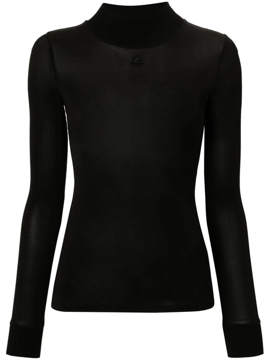 Logo-Patch Roll-Neck Top