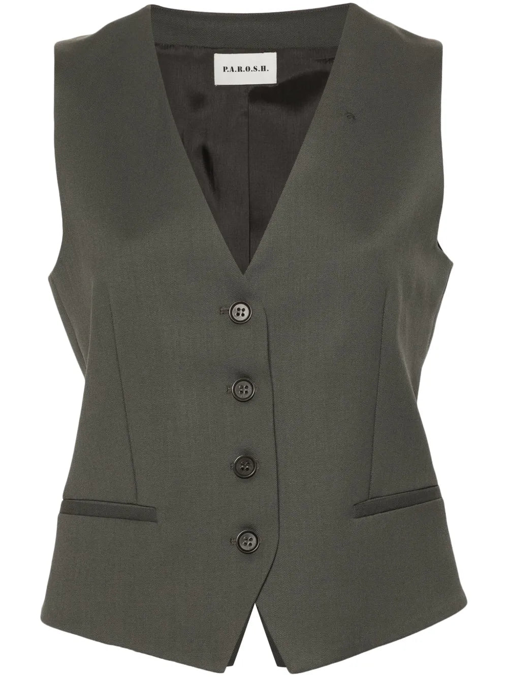 Single-Breasted Gabardine Gilet