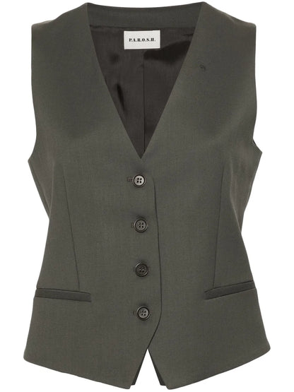 Single-Breasted Gabardine Gilet