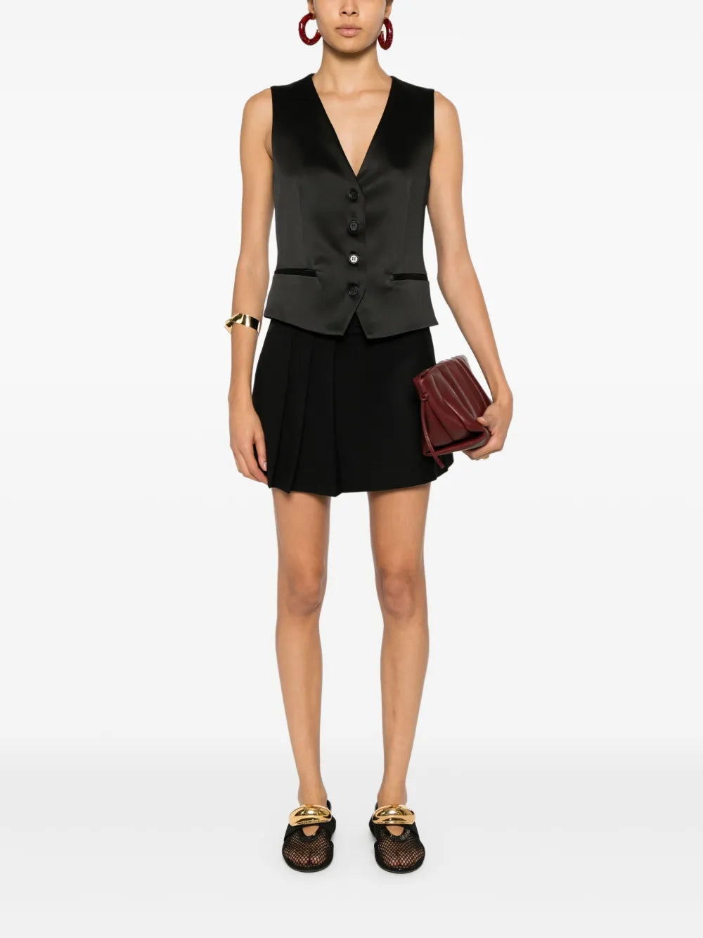 Asymmetric Pleated Miniskirt