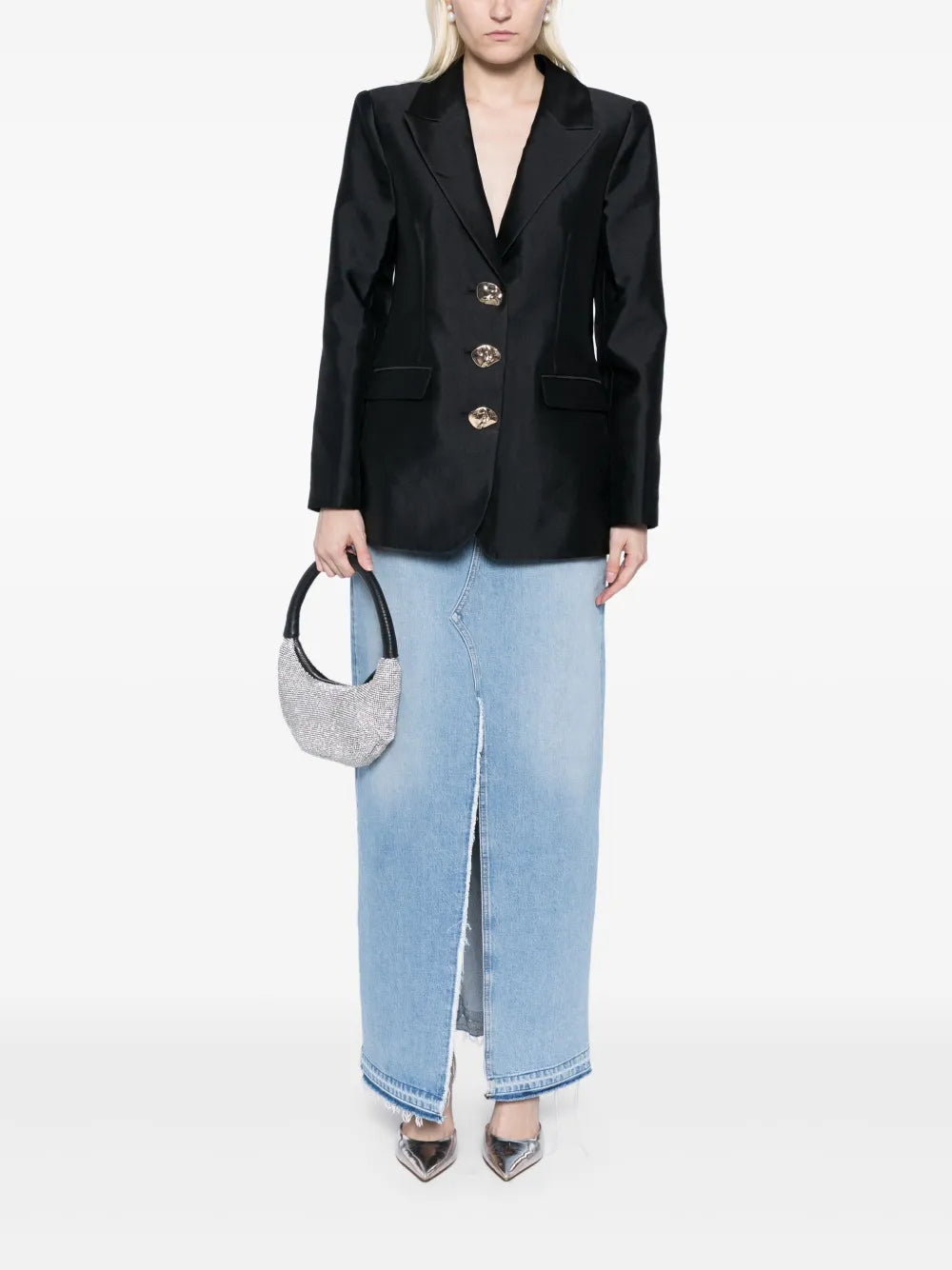 Peak-Lapels Single-Breasted Blazer