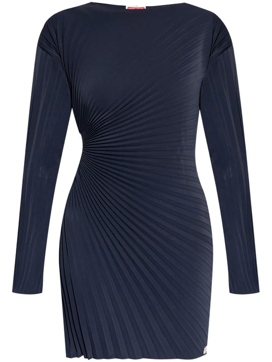 Pleated Long-Sleeve Dress