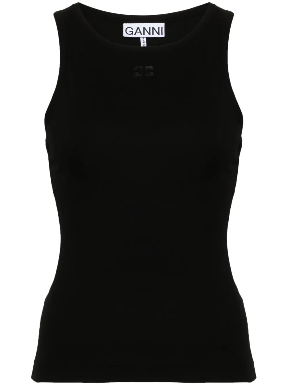 Embroidered-Logo Fine-Ribbed Top