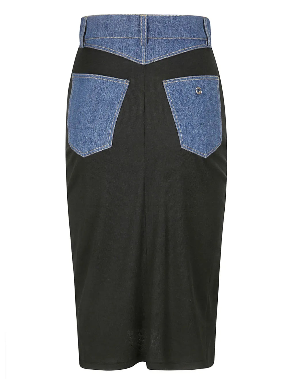 Ribbed Denim-Trimmed Skirt