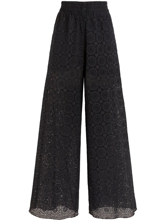 Broderie-Anglaise Cotton Palazzo Pants