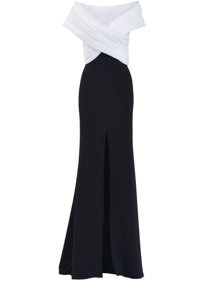 Two-Tone Front-Slit Gown