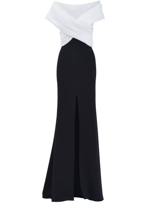 Two-Tone Front-Slit Gown