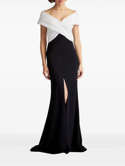 Two-Tone Front-Slit Gown