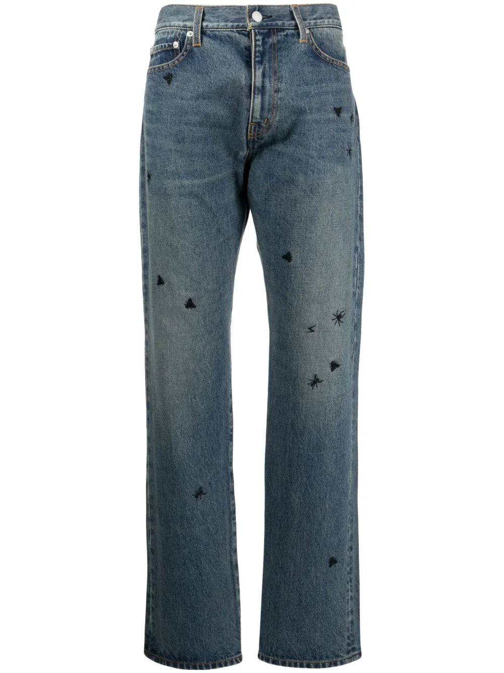 Embroidered Straight-Leg Jeans