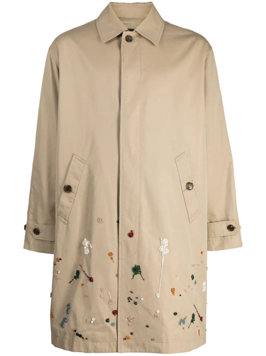 Bead-Embellished Single-Breasted Coat