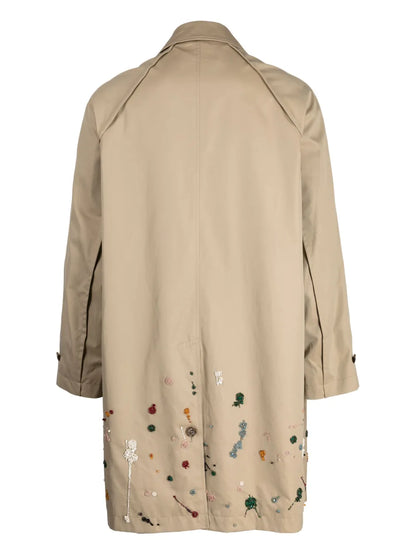 Bead-Embellished Single-Breasted Coat