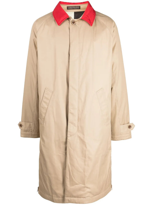 Contrasting-Collar Cotton Raincoat