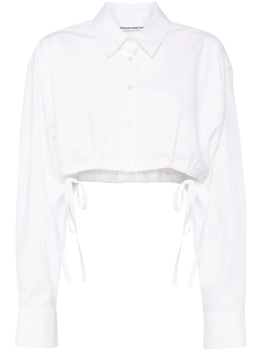 Rhinestone-Embellished Cropped Shirt