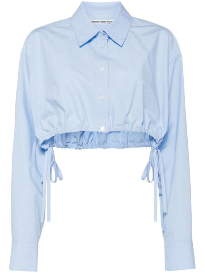 Rhinestone-Embellished Cropped Shirt