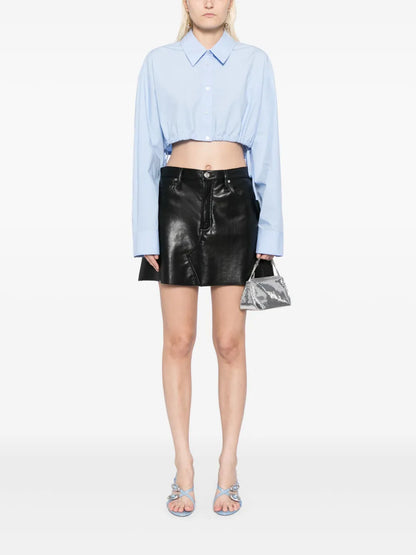 Rhinestone-Embellished Cropped Shirt