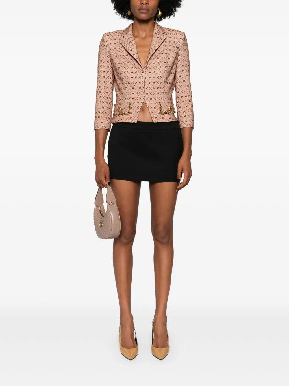 Diamond-Print Cropped Jacket
