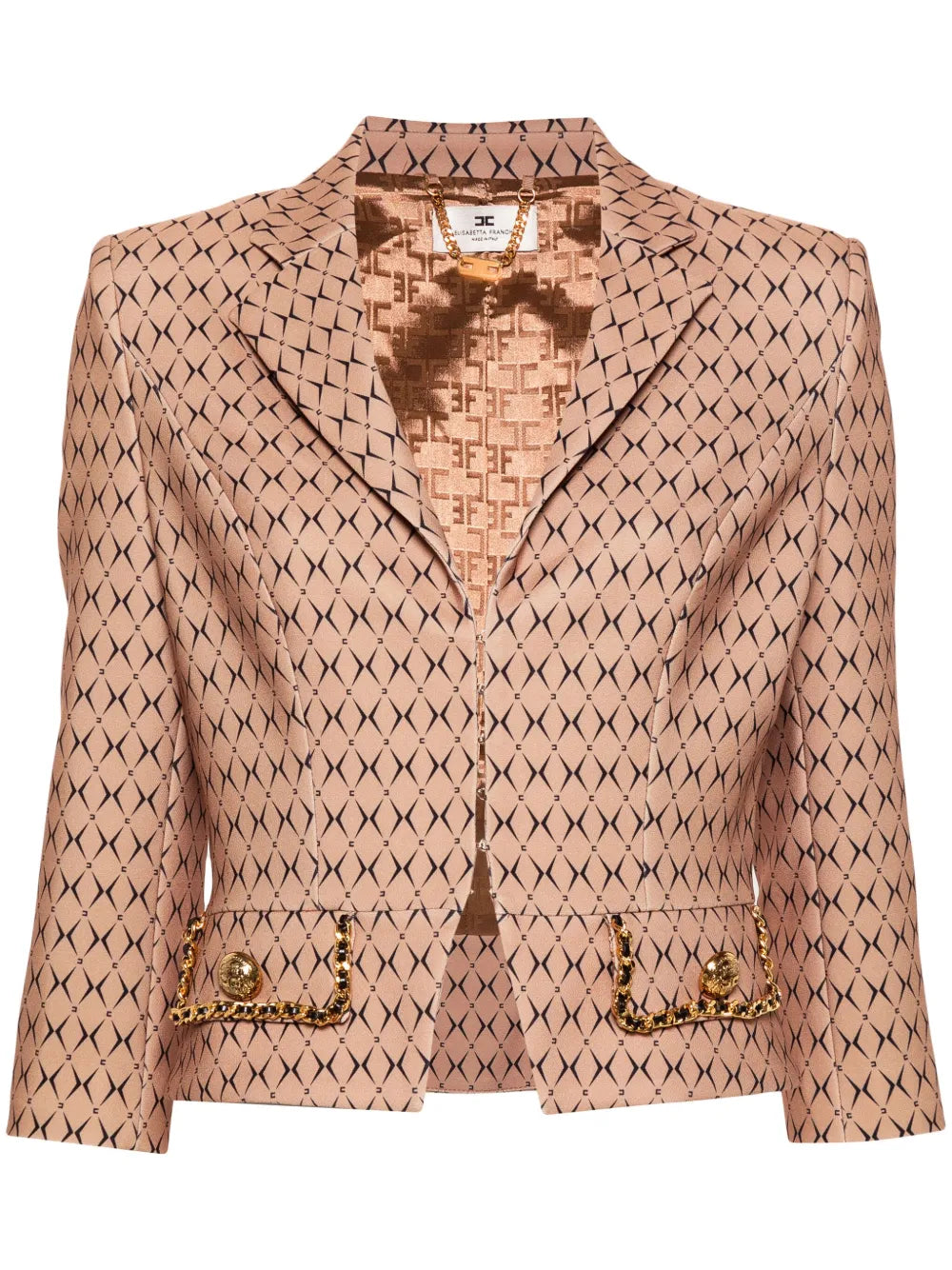 Diamond-Print Cropped Jacket